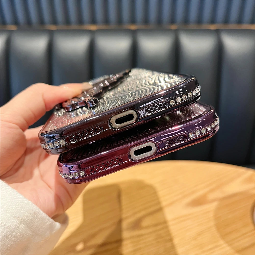 立体メタリック バタフライ iPhoneケース｜グリッター ラメ #240225