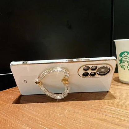 【キラキラビジュー ハート】リングスタンド ケース｜iPhone対応 #250526