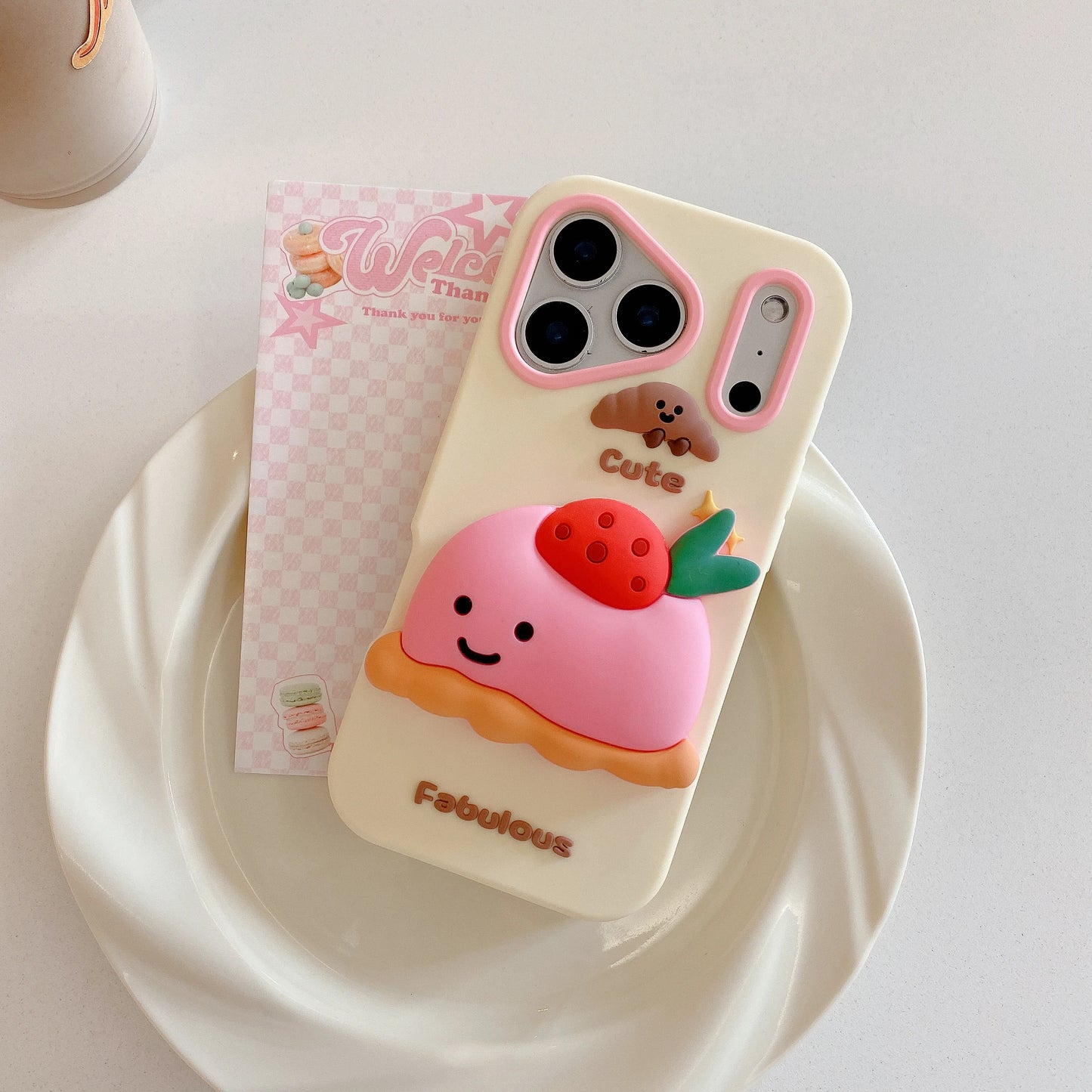 【ぷっくり3Dシリーズ】ドーナツ×プリン×プレッツェル 立体スイーツ ポップソケット スマホケース｜iPhone対応 #250212