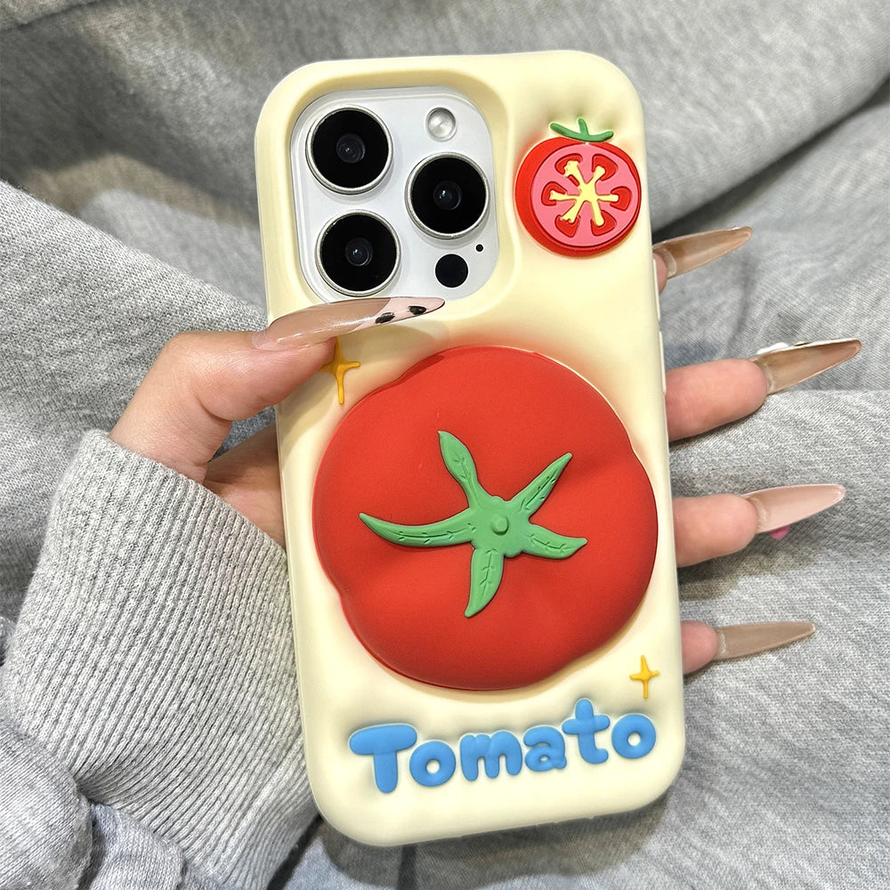 【フルーツシリーズ】立体トマトデザイン ポップ3D スマホケース｜iPhone対応 #250830