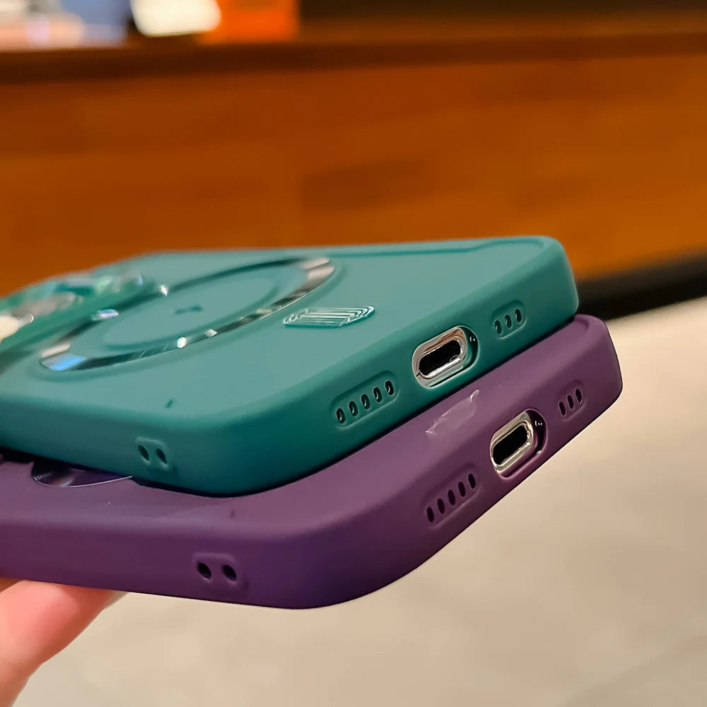 【Magsafe対応】耐衝撃 スタンド付き シリコン スマホケース おしゃれカラー TPU＋PC ハイブリッドリング付きカバー #250404
