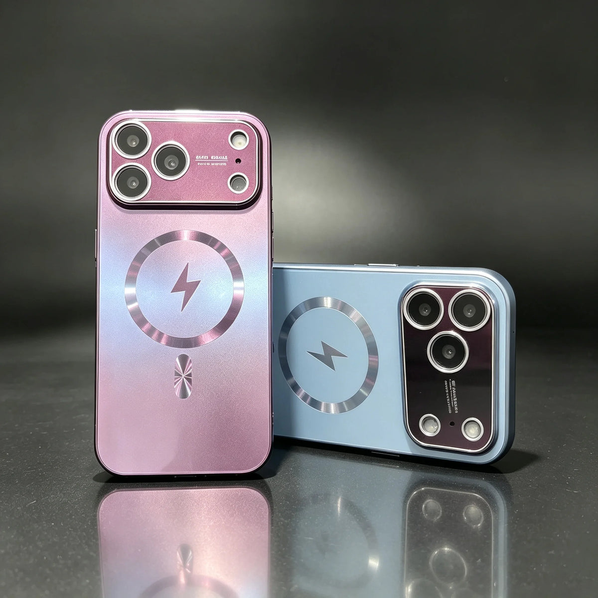 グラデーション＆サンダーモチーフ マグネット内蔵iPhoneケース (全9色) ライトニング・シャイン #261231