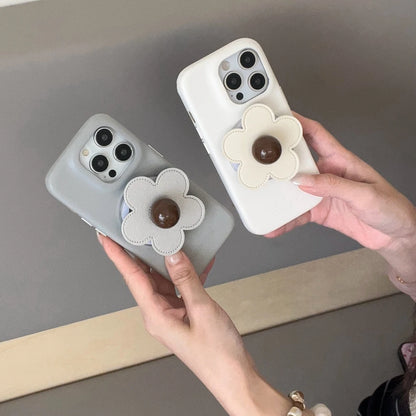 【フラワーポップ】レザー調 立体フラワー モチーフ付き スマホケース｜iPhone対応 #250423