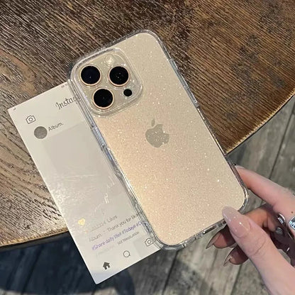 【フルグリッター】きらめく キラキラ 全面ラメ シンプル クリア スマホケース｜iPhone対応 #250427