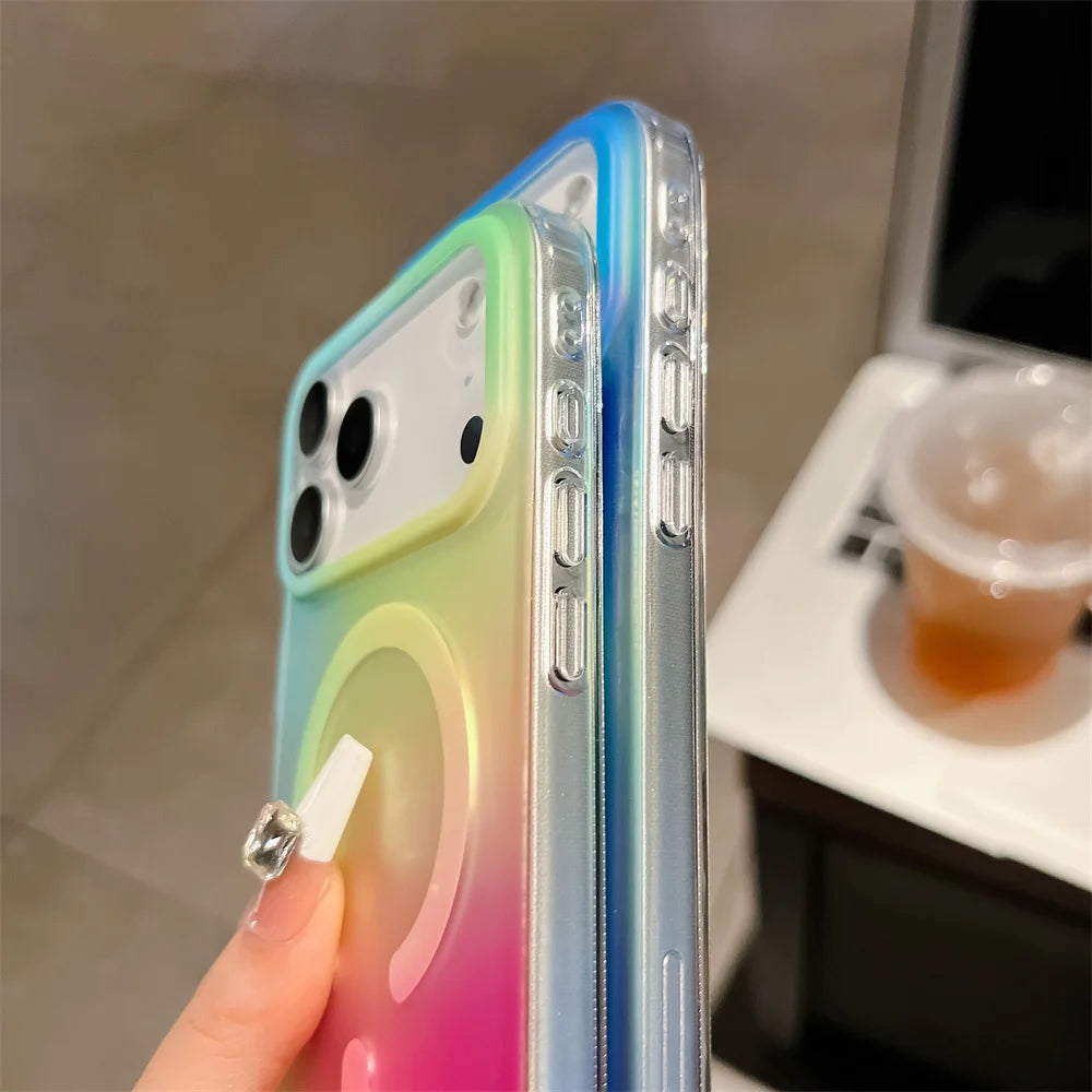 マルチカラー グラデーション Magnet対応 クリア iPhoneケース #240114