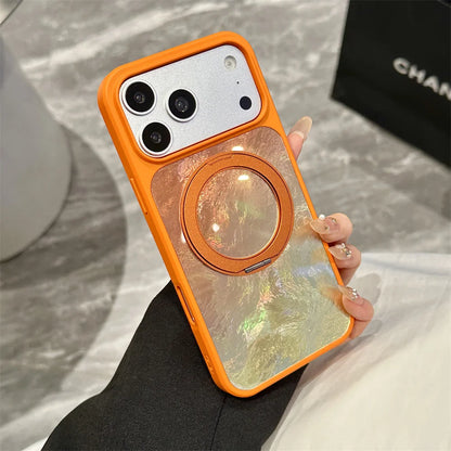 オーロラ 回転リングスタンド付き Magnet内蔵 クリア iPhoneケース｜きらめき・上品 #260062