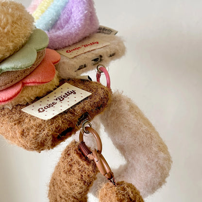 【スイーツモチーフシリーズ】レインボーケーキ ＆ ハンバーガー スマホケース｜ふわもこ立体デザイン × ハンドストラップ付き｜iPhone対応 #241201