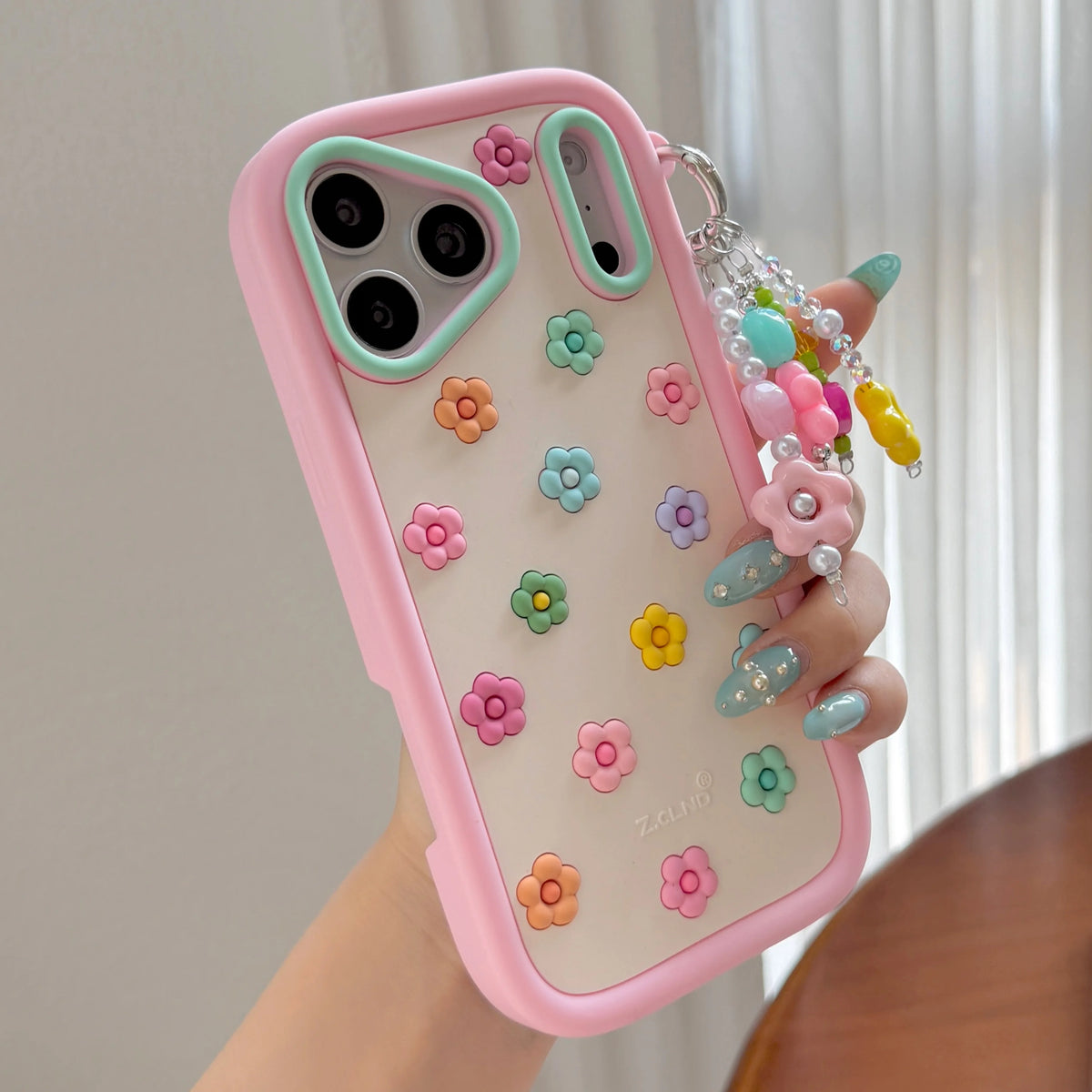 ぷっくり3D カラフル フラワーモチーフ ソフトシリコン iPhoneケース