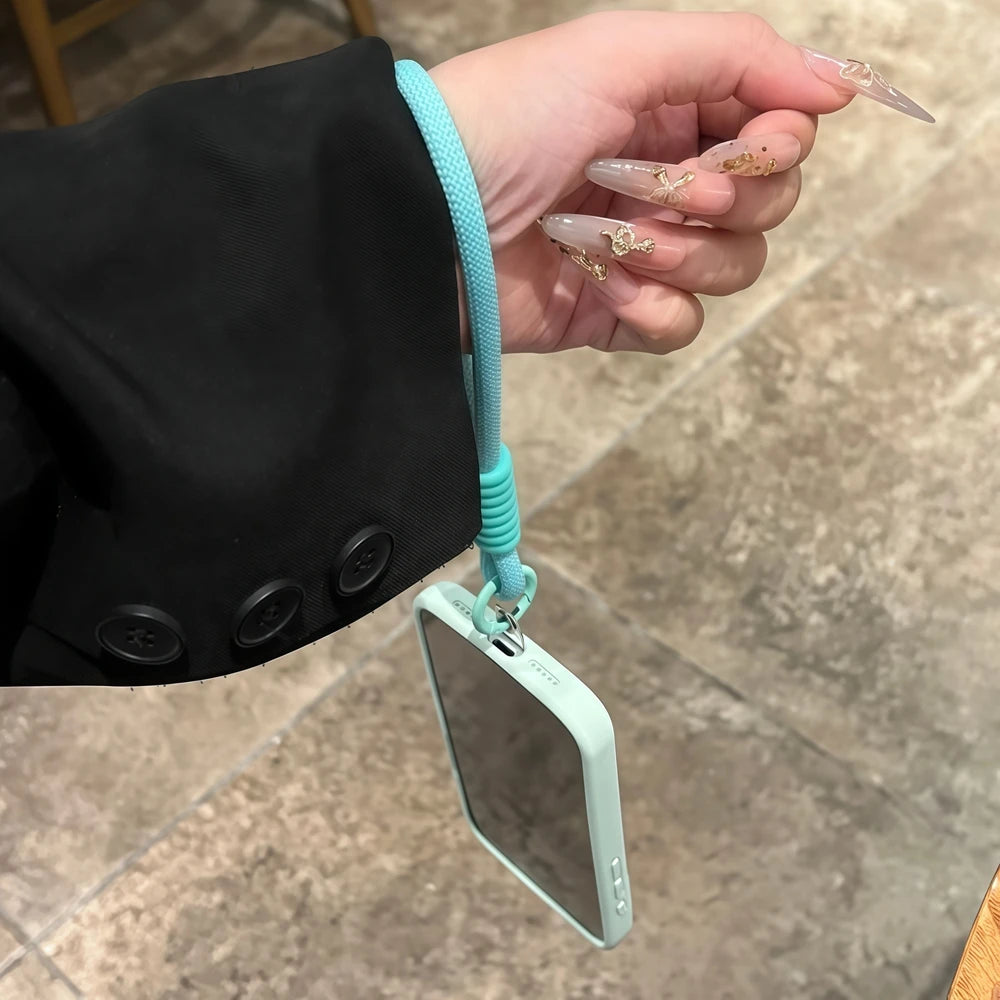 【Magnet内蔵】パステルカラー シンプル ロープストラップ付き マット スマホケース｜iPhone対応 #240708