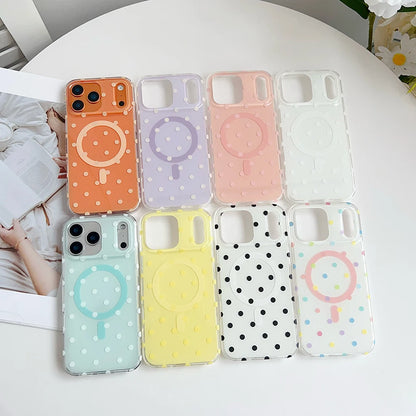ドット柄 水玉 Magnet内蔵 iPhoneケース｜クリアベース・ポップデザイン #260104