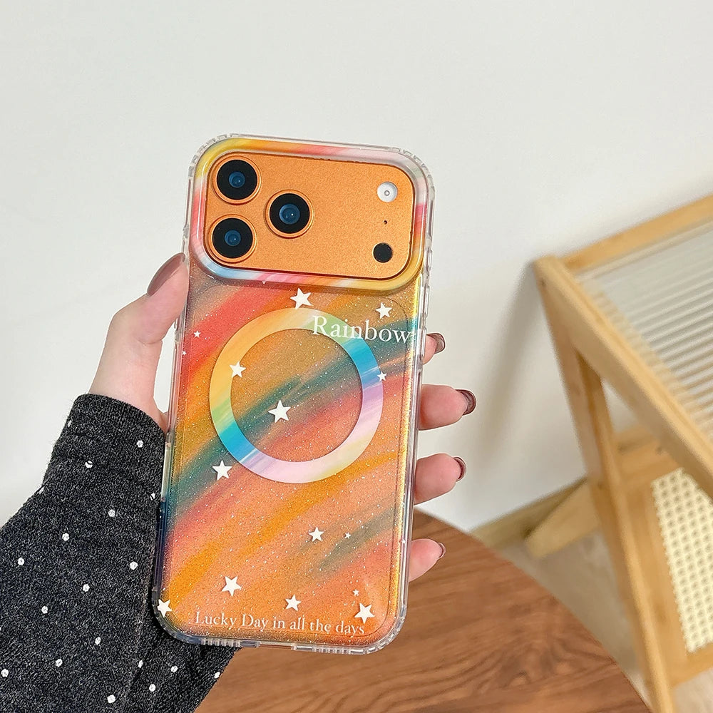 【Magnet内蔵】ドリーミーグラデーション きらめき スター クリアスマホケース｜iPhone対応 #241025
