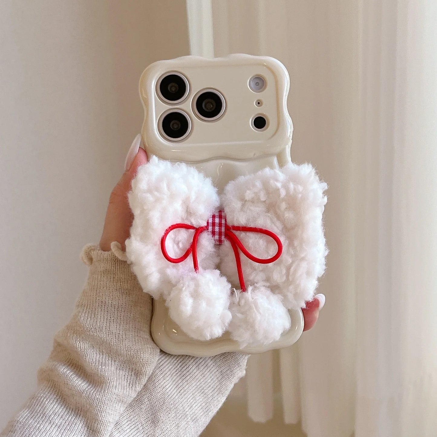 もこもこリボン パステルカラー iPhoneケース #240505