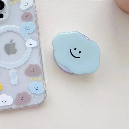 【スマホグリップ】クラウドスマイル ふんわり雲のにこにこスタンド | マグネット対応 #241118