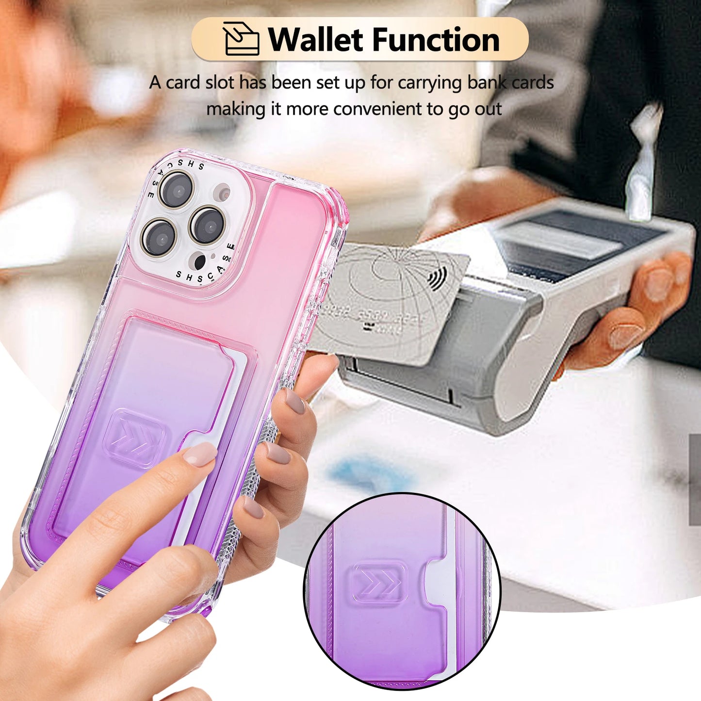 【グラデーションシリーズ】キラキラ透明感 グラデーションカラー カード収納付き スマホケース｜iPhone対応 #251022
