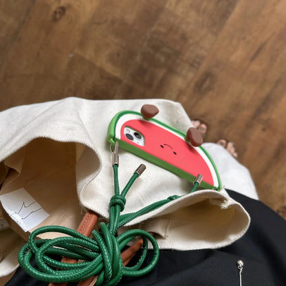 【ゆるかわスイカちゃん】3D立体 ショルダーケース｜iPhone対応 #250718