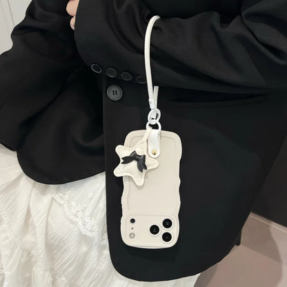 【ウェーブフレームシリーズ】スター 星型チャーム付き 波型デザイン スマホケース｜iPhone対応 #251130