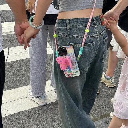 【ストラップ】スターパーツ編み込みストラップ 肩掛け・マーブル　立体バタフライ編み込みストラップ 斜め掛け・ミックスロープ #261243