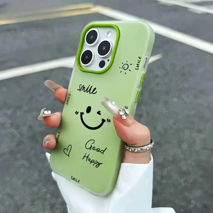 【ニコちゃんシリーズ】スマイル フェイス iPhoneケース｜シンプルマットカラー #260225