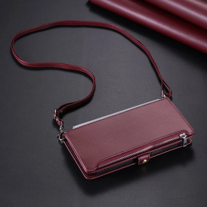 【ブックスタイル】シンプル レザー調 財布一体型 ブックスタイル 手帳型 iPhoneケース｜ショルダー対応 #240126