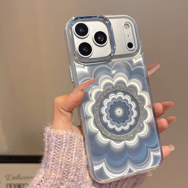 【ホログラム】スマホケース  ボヘミアンフラワー Magnet 折りたたみリング付き iPhone対応 #231023
