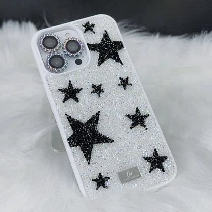 【キラキラビジューシリーズ】オールラインストーン スターモチーフ 星柄 グリッター デコ スマホケース｜iPhone対応 #260116