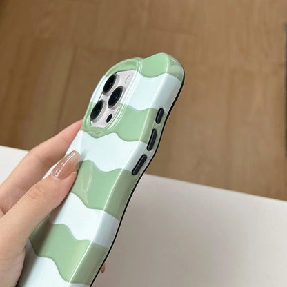 ポップウェーブ ボーダーデザイン iPhoneケース｜韓国風 ウェーブフレームケース #260320
