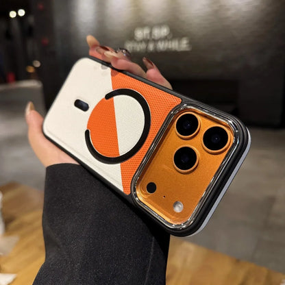 バイカラーレザー調 アーマー Magnet内蔵 iPhoneケース｜カメラ保護・スポーティクール #260014