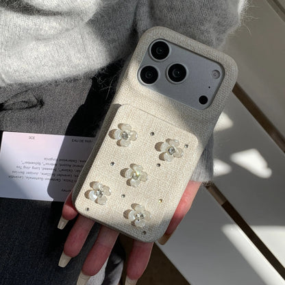 フラワーデコ パール・上品ガーリー フリップミラー付き iPhoneケース #231105