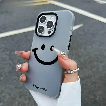 【ニコちゃんシリーズ】スマイル フェイス デザイン iPhoneケース｜カラフル・マット仕上げ #260224