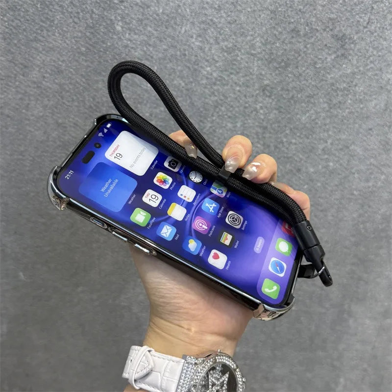 【Magsafe対応】メタリックフレーム クリアカラー × ストラップ付き スマホケース｜iPhone対応 #250228