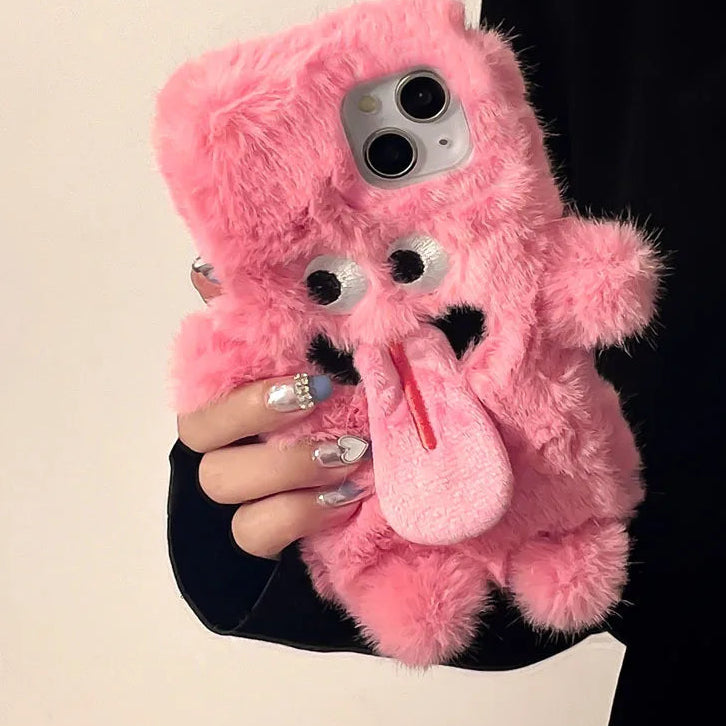 【ふわもこモンスター】マグネット付き ペアにおすすめ 立体ぬいぐるみ スマホケース｜iPhone対応 #241120