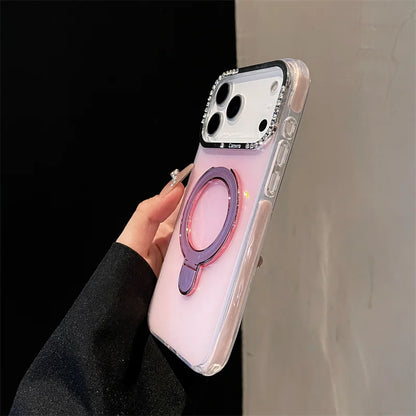 【耐衝撃 クリアケース】折りたたみマグネットリングスタンド機能付き スマホケース おしゃれ シンプル 透明 TPU バンパー カバー｜iPhone対応 #251223