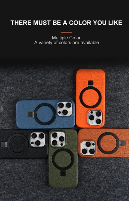 【本革シリーズ】折りたたみ スタンドリング付き レザースマホケース｜iPhone対応 #241013