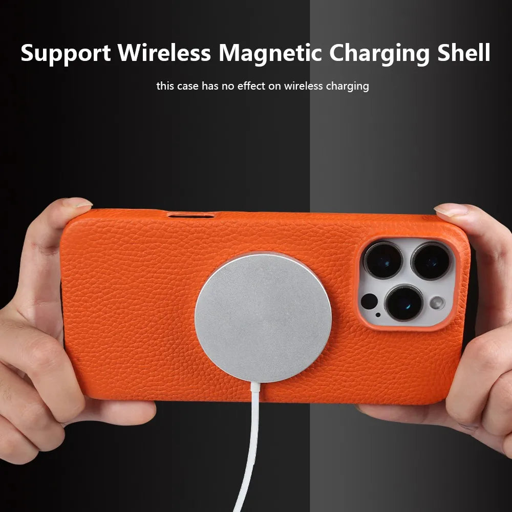 【Magnet内蔵】リアルレザー シンプル ハイグレード スマホケース｜iPhone対応 #241017