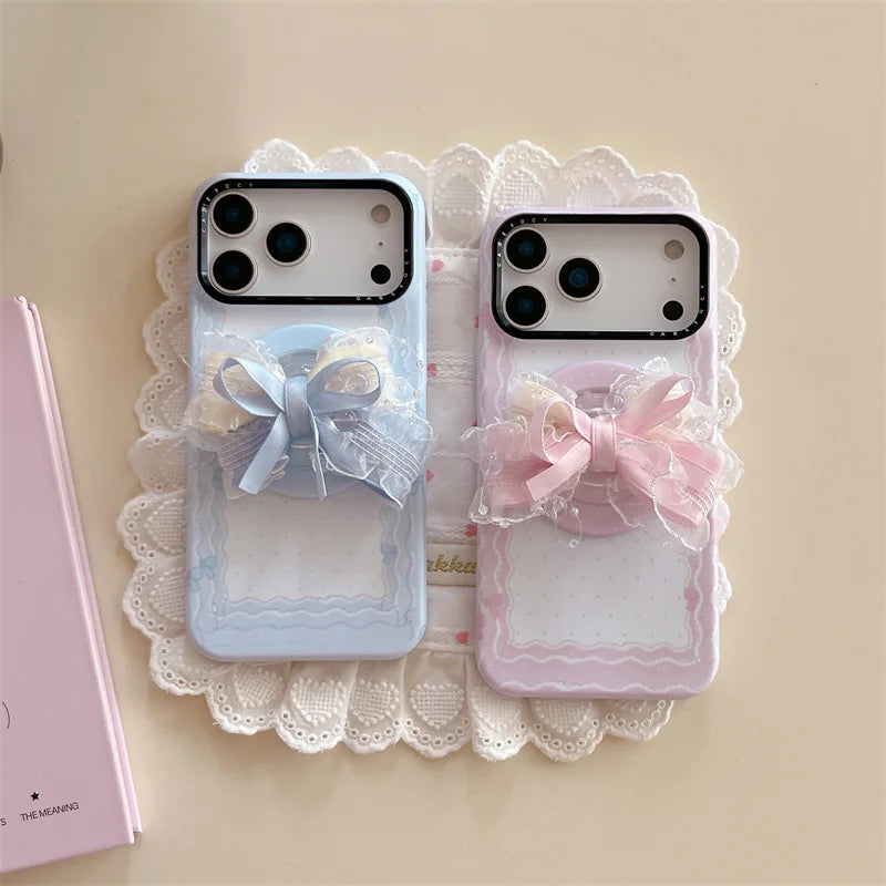 【Magnet内蔵】LACE RIBBON レース×ふわリボン スマホケース｜iPhone対応 #240928