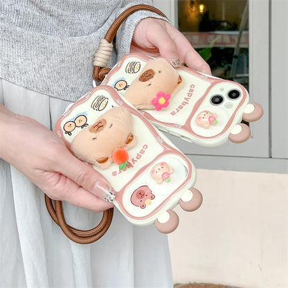 【アニマルぬいぐるみシリーズ】 カピバラ 立体ふわもこケース｜iPhone対応 #240907