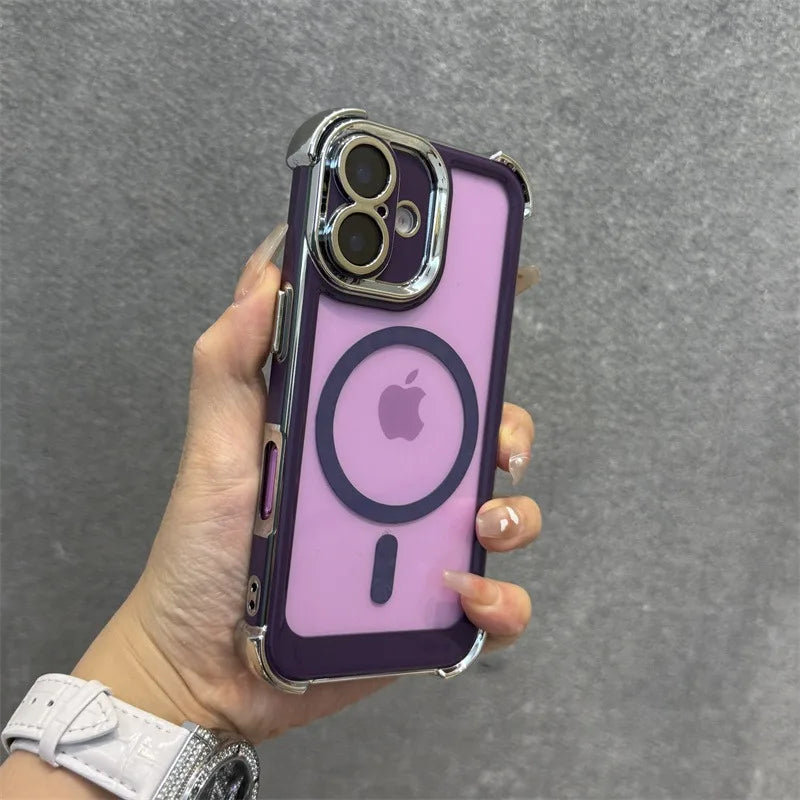 【Magsafe対応】メタリックフレーム クリアカラー × ストラップ付き スマホケース｜iPhone対応 #250228