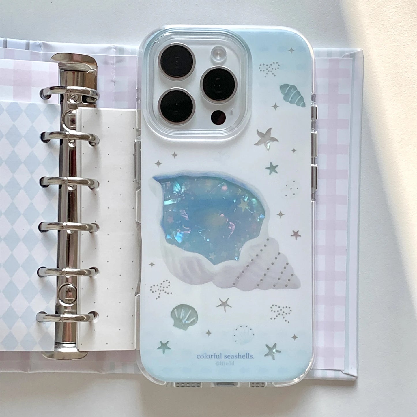 【貝殻モチーフ】シェルストーン オーロラ  iPhoneケース スター #230826