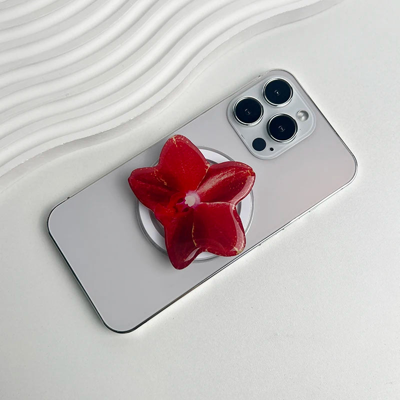 【スマホグリップ】オーキッドフラワー 蘭の花 ポップソケット｜Magnet対応 #241031