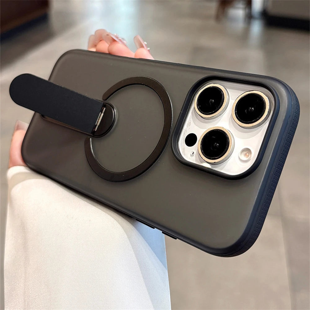 折りたたみメタルスタンド付き マットカラー Magnet内蔵 iPhoneケース