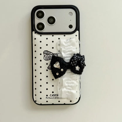 【リボンフリルシリーズ】ドット×フリルリボンデザイン iPhoneケース #240527