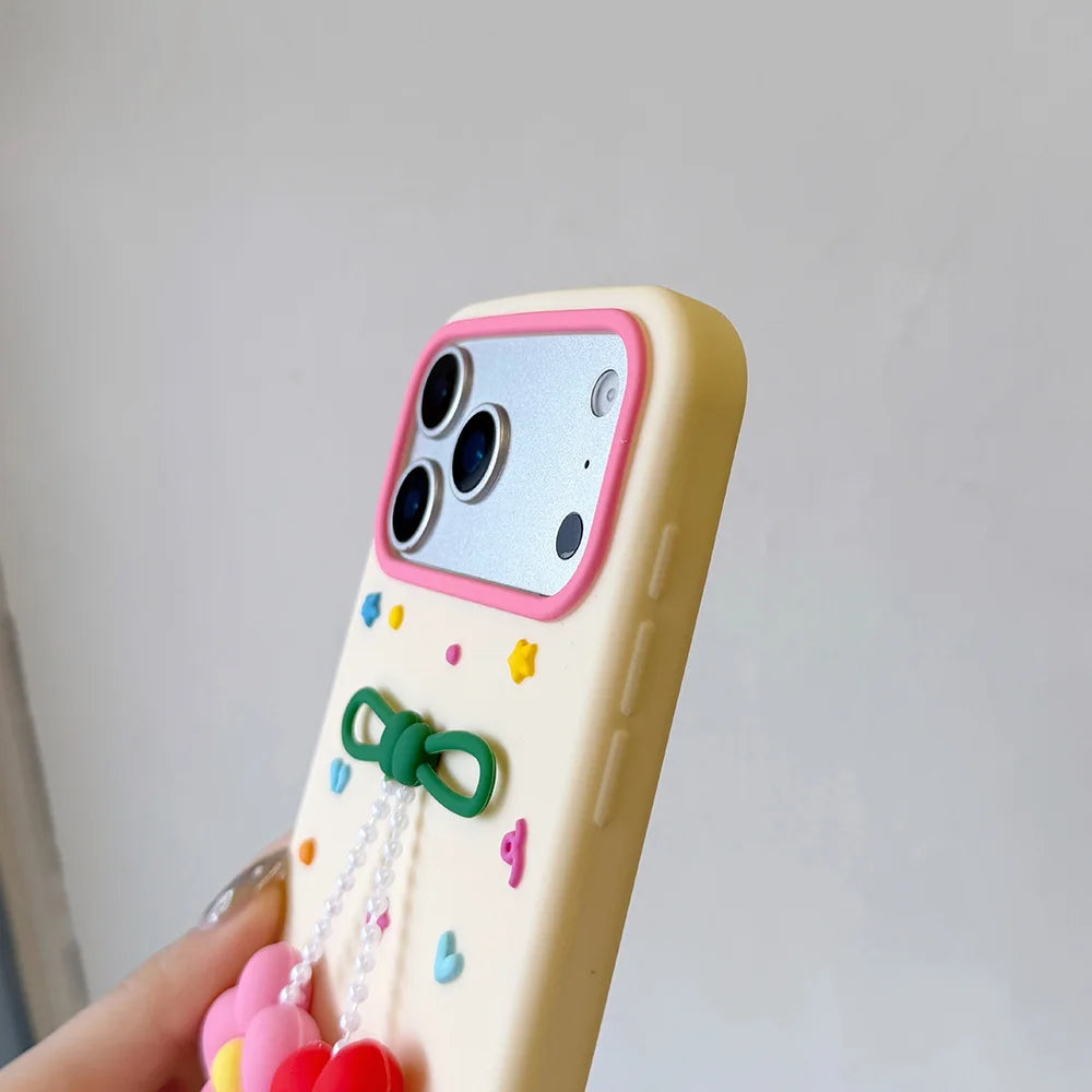 立体 チェリーフラワー リボン 韓国 かわいい ガーリー｜ iPhoneケース #260514