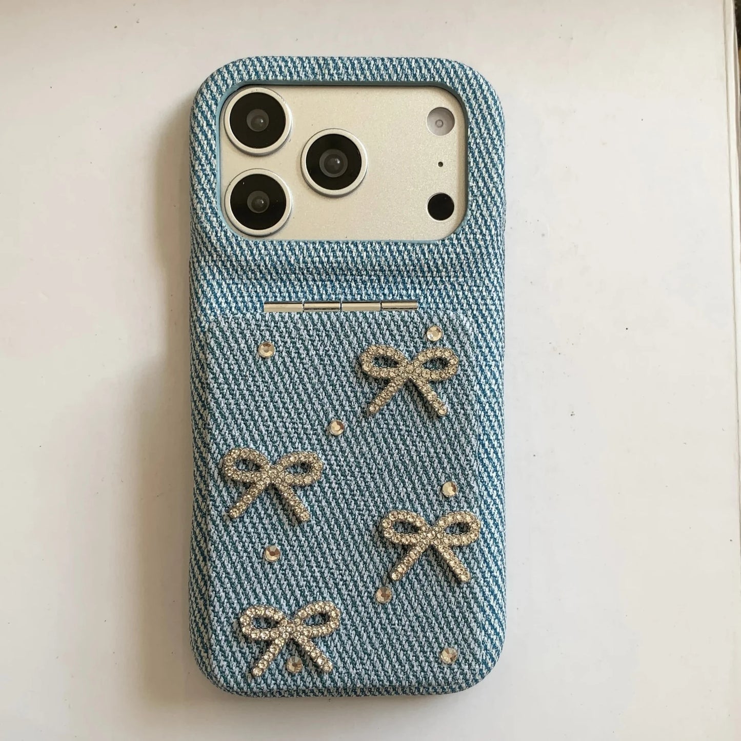 フラワーデコ パール・上品ガーリー フリップミラー付き iPhoneケース #231105