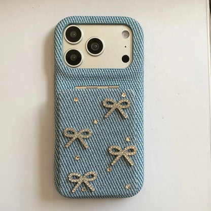 フラワーデコ パール・上品ガーリー フリップミラー付き iPhoneケース #231105
