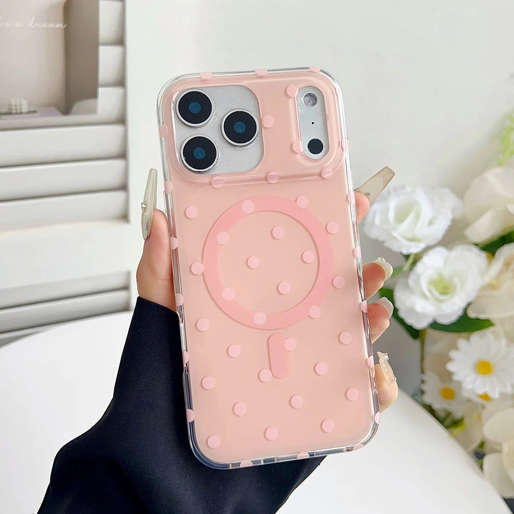 ドット柄 水玉 Magnet内蔵 iPhoneケース｜クリアベース・ポップデザイン #260104