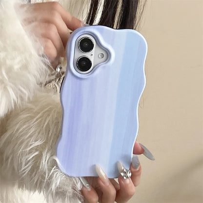 【ウェーブシリーズ】水彩風ストライプ 立体ぷっくりデザイン ウェーブフレーム スマホケース｜iPhone対応 #250905