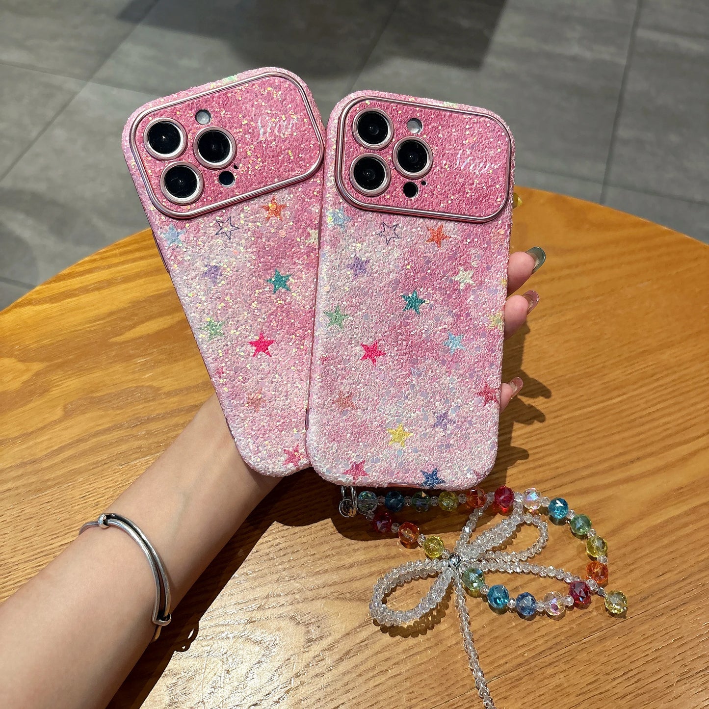 【グリッターシリーズ】 スターラメ ピンク グリッターケース｜iPhone対応 #240905