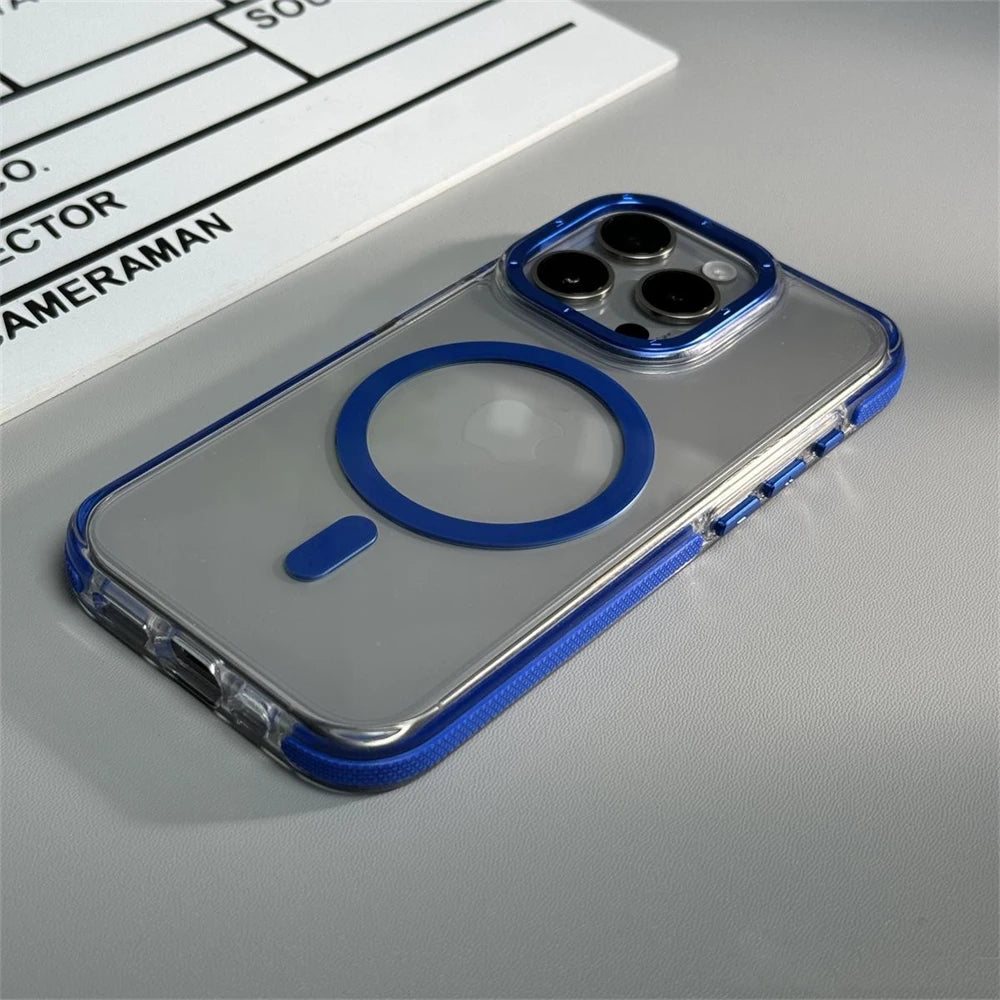 【クリアケース】透明 クリアバンパー iPhoneケース MagSafe対応 カラー縁取り 耐衝撃 スマホケース｜iPhone対応 #250406