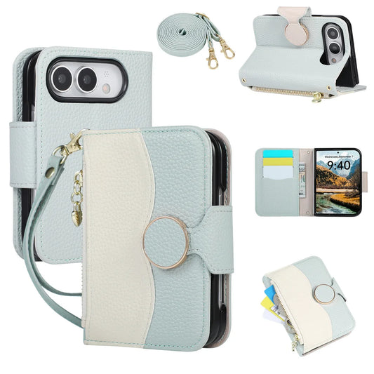 iPhone Duo 折りたたみウォレット型 カード収納 ショルダーストラップ付き バイカラーケース｜大人かわいい・高見え #261225