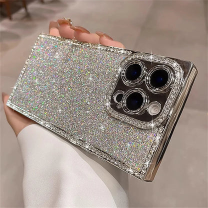 【スクエアシリーズ】グリッターラメ キラキラ スマホケース｜iPhone対応 #250821